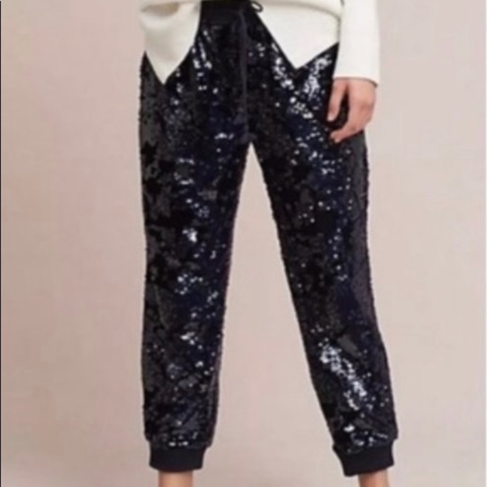 Anthropologie Sequin & Velvet Joggers